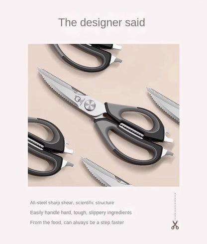 All-Powerful Kitchen Scissors 5-in-1 Multi-Tool: Cuts Bones Opens Bottles Cracks Nuts Stainless Steel Heavy Duty Shears for Home