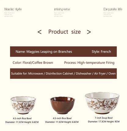 Retro Rose Household Anti-Slip full travel dish set is very luxurious luxury bowl kitchen dinner sets ceramic plates porcelain