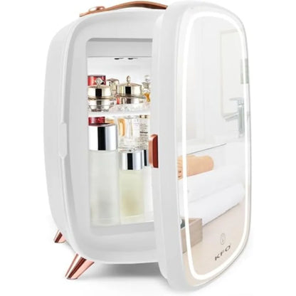 Mini Skincare Fridge 6L Ultra-Quiet Beauty Fridge for Cosmetics and Drinks 6°C Cooling + 20dB Silent Adjustable Shelves and Por