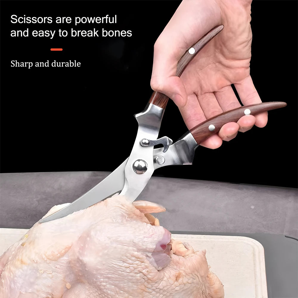 1PC，Multi-Functional Kitchen Scissors Chicken Bone Scissors Non-Slip Handle Chicken Wings Fish BBQ Scissors Kitchen Stuff