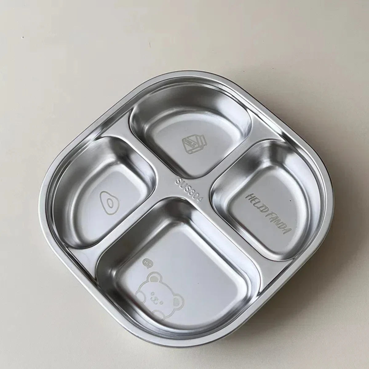 WORTHBUY Capybara 3/4 Grids Food Plate Dishes 304 Stainless Steel Divided Dinning Plates Salad Plate Tableware Dishwasher Safe