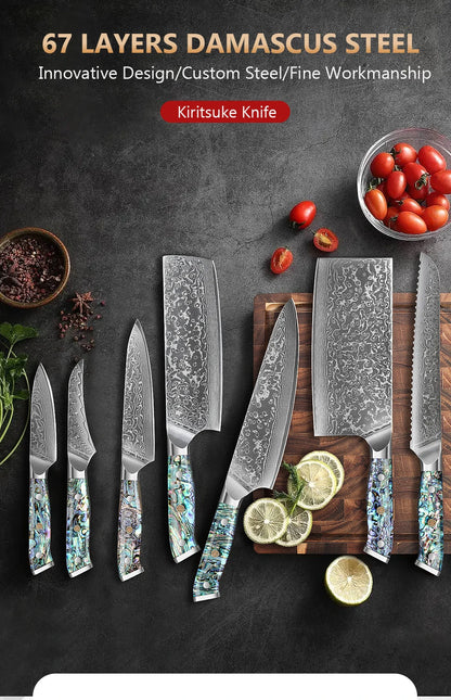 1-7 PCS Kitchen Chef Knife Set Super Sharp Japanese Damascus Steel knife Professional Meat knife Premium Kitchen cooking tools