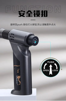 JOBON Metal High Power Spray Gun Windproof Blue Flame Gas Torch Lighter Safety Lock Switch Outdoor BBQ Kitchen Cigar Lighters
