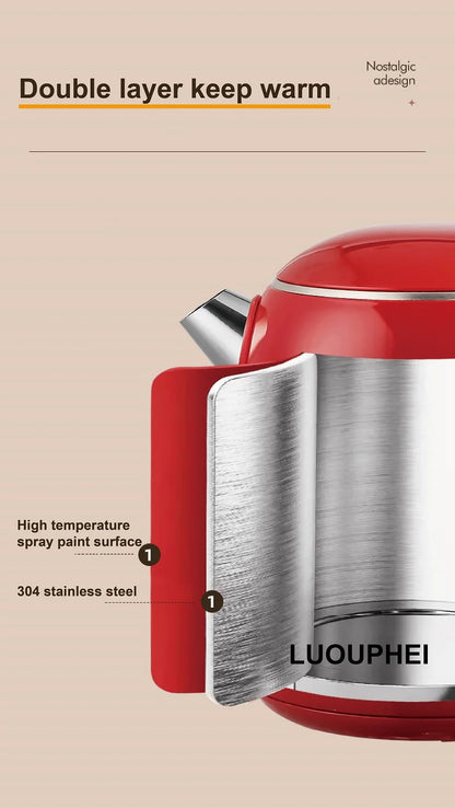 1355W Electric Kettle Portable 304 Stainless Steel Quick Boiling Kettle Teapot Home Thermos Kettle Automatic Power-Off 1000ml