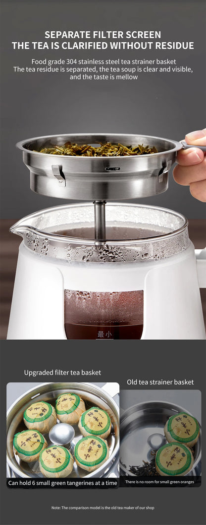 Black Tea Brewing Electric Tea Pot - Automatic Steam Glass Tea Maker for Boiling Water Health Preservation