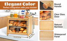 Bamboo Bread Box for Kitchen Countertop(Natural), Double Layer with Window,  Farmhouse Style Large Capacity Storage Container