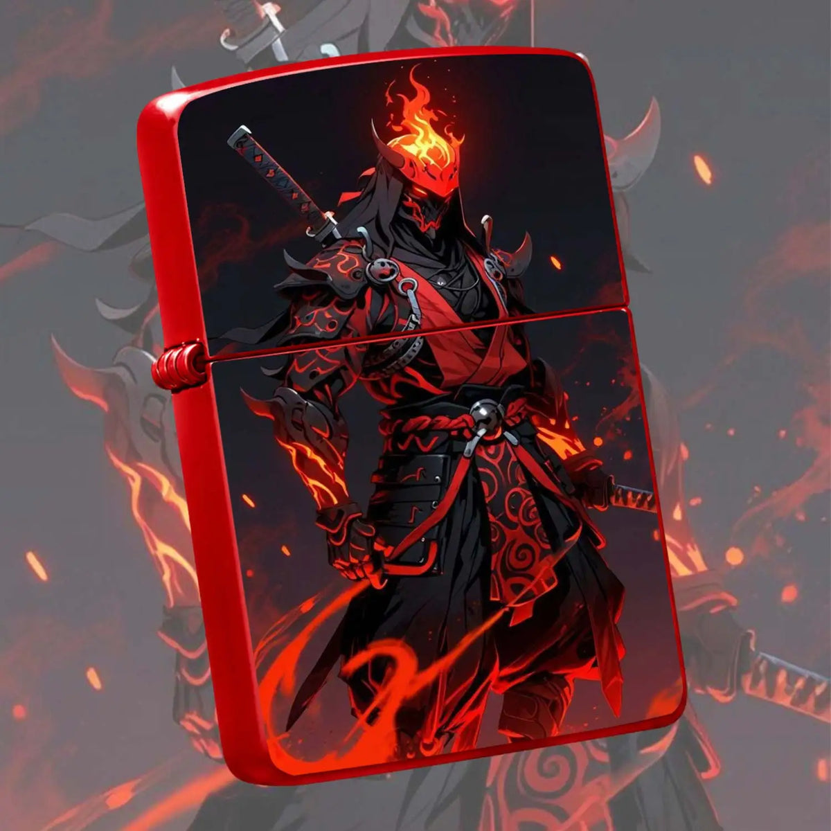 Trendy Cool Flame Samurai Themed Portable Lighter, Stylish Oni Decorative Accessory For Daily Use, Outdoor Camping, Candle And Incense Ignition, Ideal Unique Gift For Anime And Game Enthusiasts, Personalized Desktop Display C