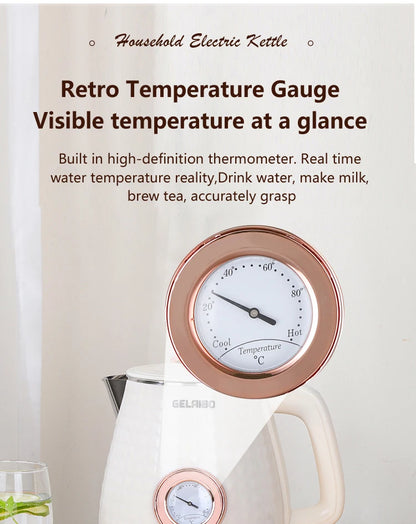 GELAIBO electric kettle mechanical thermometer shows the temperature, high-quality temperature control, European-style fashion s
