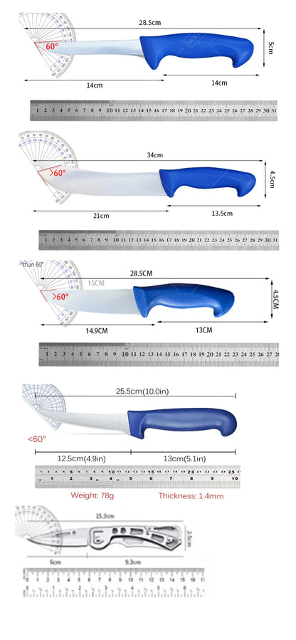WXCOO 1~5pcs Kitchen Accessories Stainless Steel Butcher Boning Knife Set Bag Fish Fillet Slicing Knife