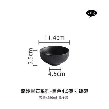 Black and white ceramic tableware, plates, plates, household eating bowls, soup bowls, high-end luxury Japanese tableware sets.