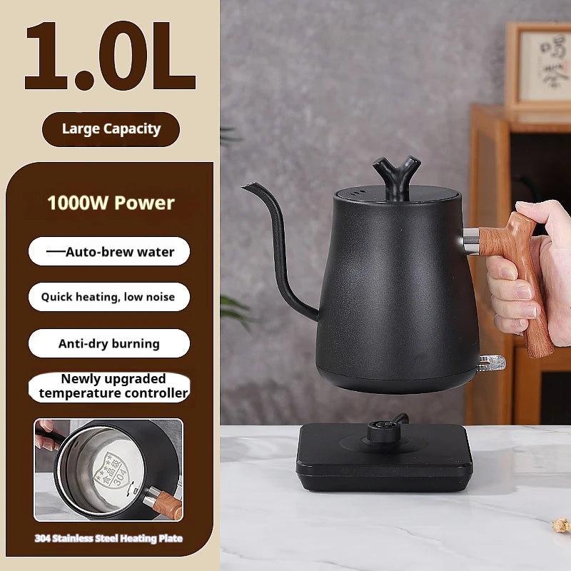 1L1000ML Smart Temperature Control Kettle - Auto Shut-Off & Boil-Dry Protection - Stainless Steel Pour-Over Coffee & Tea