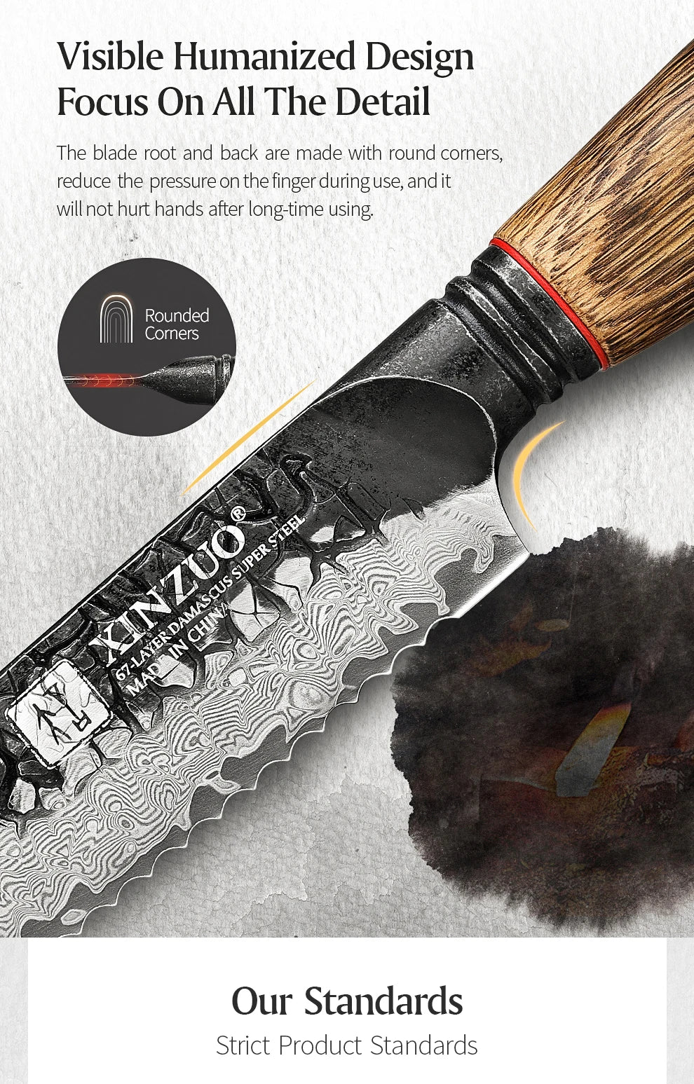 XINZUO Eight-piece Kitchen Knife Set 67 Layers Damascus Super Steel Hardness 60±2HRC Ideal For Home Kitchen Vegetable Prep