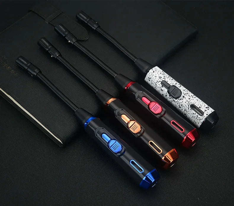 2025 Adjustable Bent Hose Butane Lighter, Windproof Rotary Nozzle, Suitable for Kitchen/barbecue/candle, Inflatable Gas Igniter