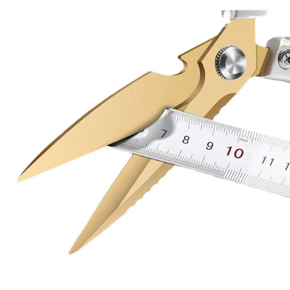 Kitchen scissors - Exquisite gradient gold Strong scissors - Multi-functional chicken duck goose bone killing fish scissors