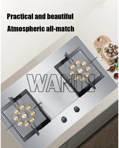 2025 419D 7.0KW Stainless Steel Double-head Fierce Stove /Household  Embedded Dual-Purpose Natural Liquefied Gas Stove