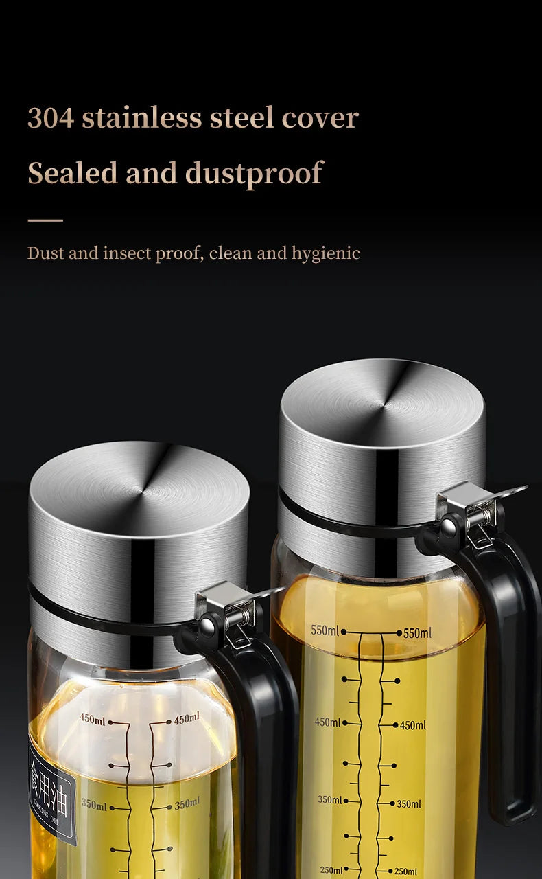 Oil bottle glass Oil pot leakproof Tank Kitchen soy sauce Bottles Vinegar Pots Seasoning Tool Set Of Household Flip Lid