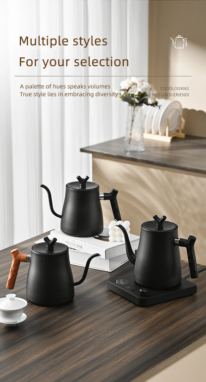 1L 1000W Gooseneck Electric Kettle Smart Teapot with Temperature Control for Precision Hand Brew Coffee Pouring Pot