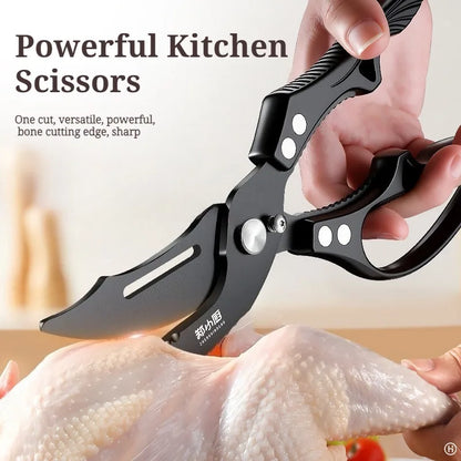 Kitchen scissors, Stainless steel multifunctional household scissors for cutting chicken and fish, special scissors