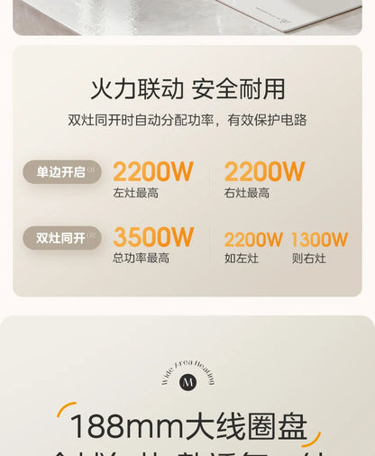Household Dual - Burner Induction Cooktop, 3500W High Power Built in, Timing & Waterproof Multi - Functional Electric Stove