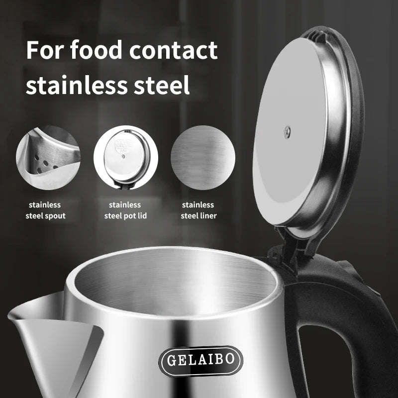 GELAIBO electric kettle, large-capacity 1.8-liter glass kettle, one-button boiling water, automatic shutdown, anti-dry function
