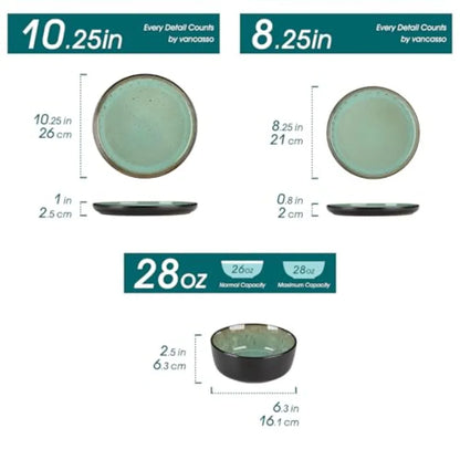 Plates and Bowls Sets 24 Pieces Stoneware Dinnerware Sets for 8 Kitchen Dish Set Microwave and Dishwasher Safe Ceramic Dishware