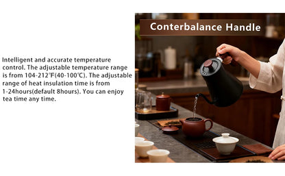 1200W/0.9L Gooseneck Electric Kettle LCD Display Pour Over Kettle for Coffee Tea,Intelligent Temperature Control,Quick Heating