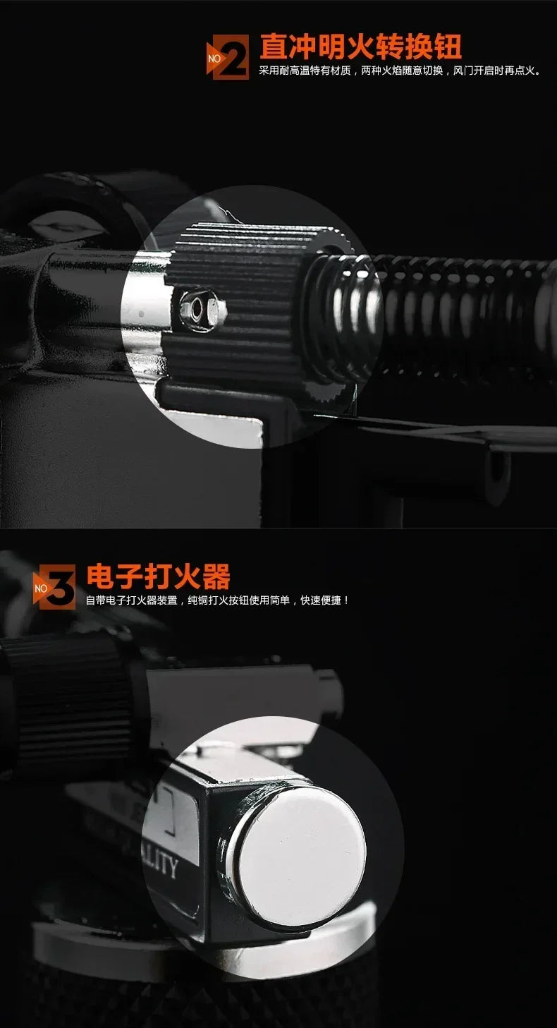 HONEST Double Flame Welding Gun Gas Torch Lighter Safety Lock Switch Jet Fire Open Fire Switching BBQ Kitchen Cigar Lighters
