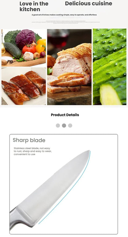 5 Piece Stainless Steel Kitchen Knife Set, Ergonomic Hollow Handle Design, Household Chef Knife for Chopping Carving Slicing