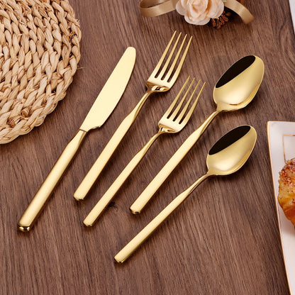 4/6/12/16/18/20/24Pcs Gold Cutlery Set Stainless Steel 304 Tableware Elegant Western Knife Fork Spoon Mirror Dinner Set