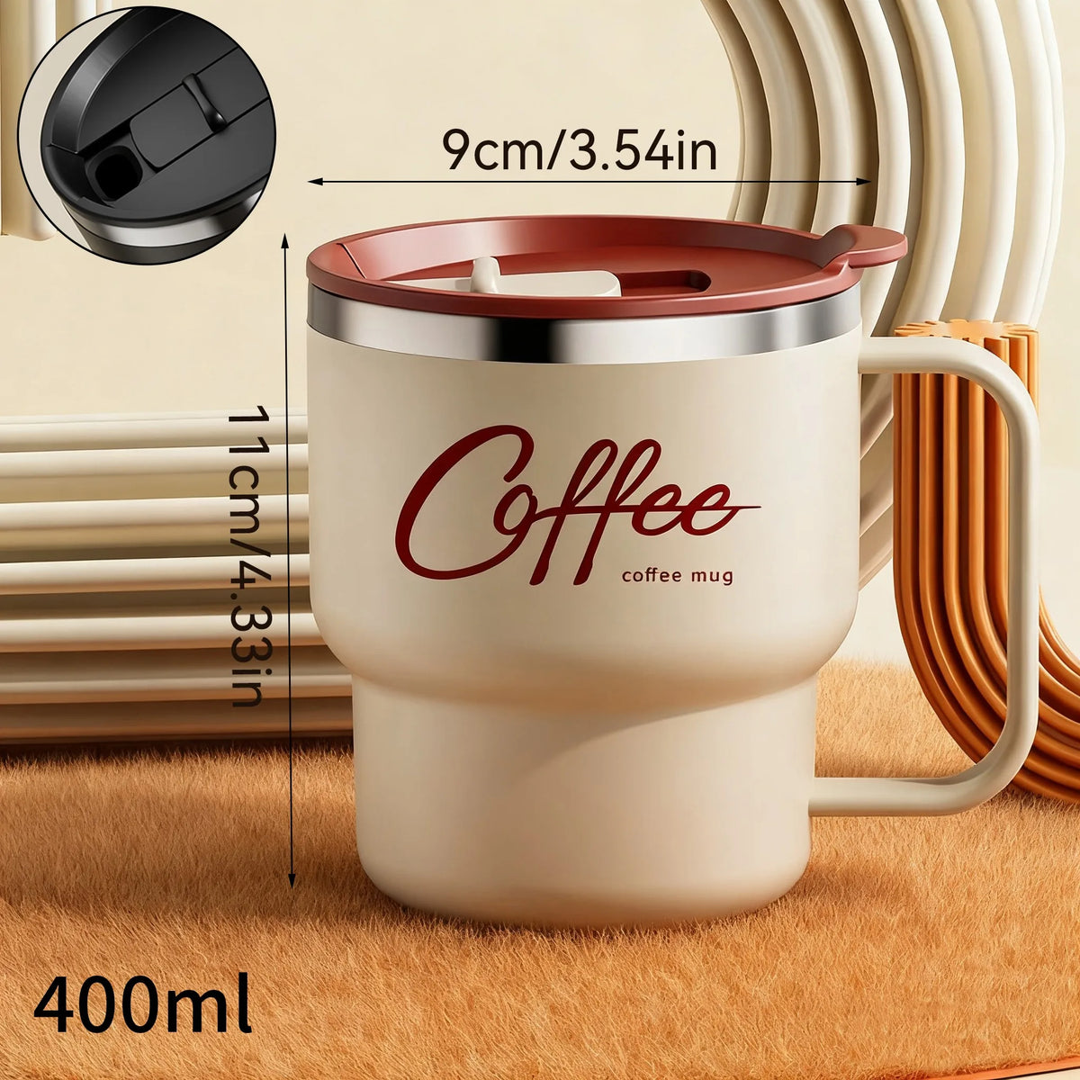 Sealed Thermal Water Cup With Handle Portable 304 Stainless Steel Double Insulated Coffee Mug Travel Office Milk Coffee Cup