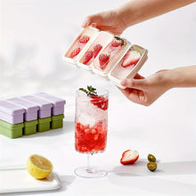 4 Grids Silicone Ice Cubes Trays With Lid Homemade Popsicle Mould Food Freezing Container for Freezer Molds for Soups and Sauces