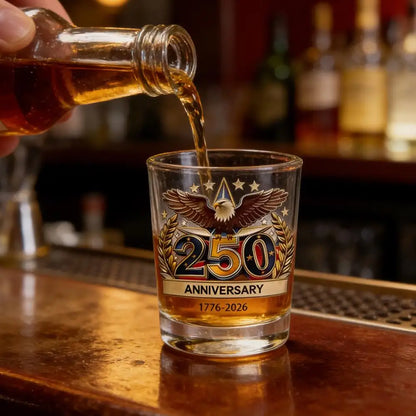 America 250 Years Anniversary Liquor Bottle Hand-blown Glassware America 250th Patriotic Eagle Cup Whiskey Glasses Rotating Cup
