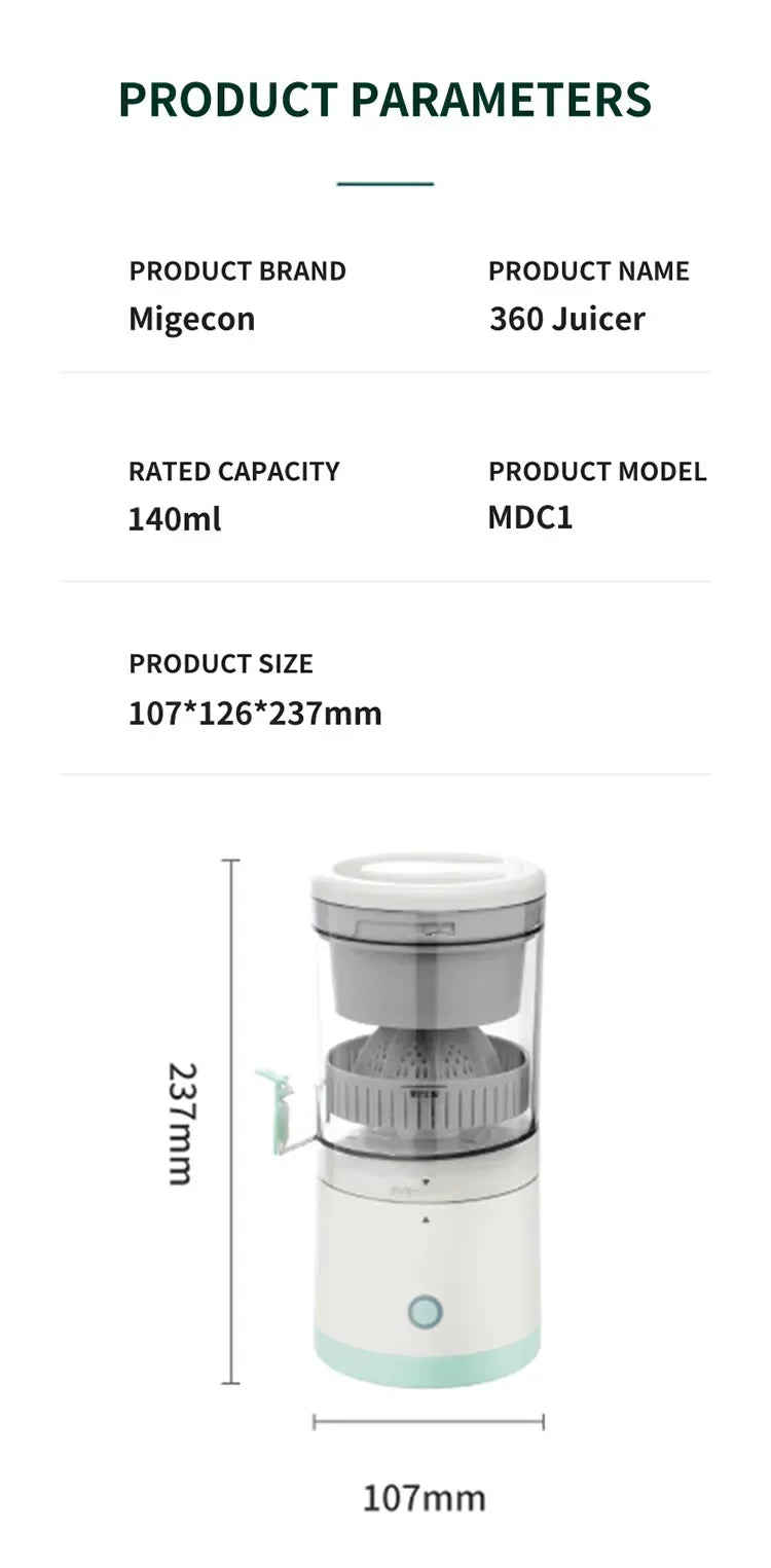 Extractor Fully Automatic Fruit Household Juicer Portable Juice Machine Residue Separation Bidirectional Spiral Fruit Juicer Cup