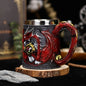 Retro Dragon Resin Hand Painted Stainless Steel Beer Mug Coffee Cup Gem Creative Design Tea Cup Bar Decoration Collection Gift