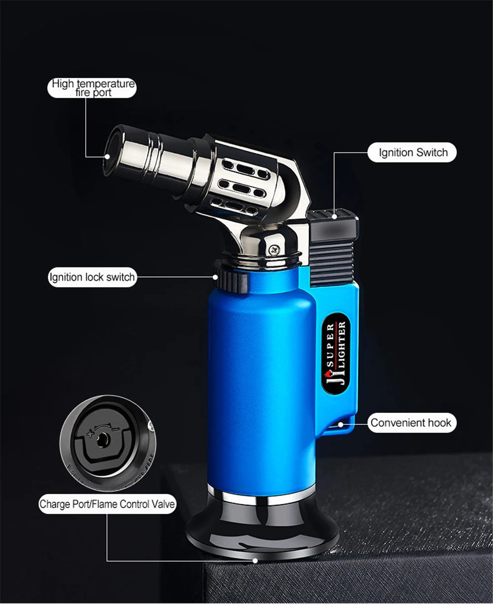 Metal Windproof Turbo Gas Lighters Welding Torch Kitchen Cooking Adjustable Flame Powerful Spray Gun Cigar Lighter For Men Gifts