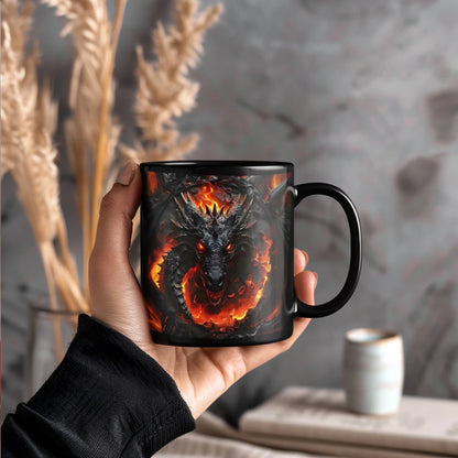 Dark Dragon Ceramic Mug - Stylish Fantasy Design, Perfect Gift for Gamers