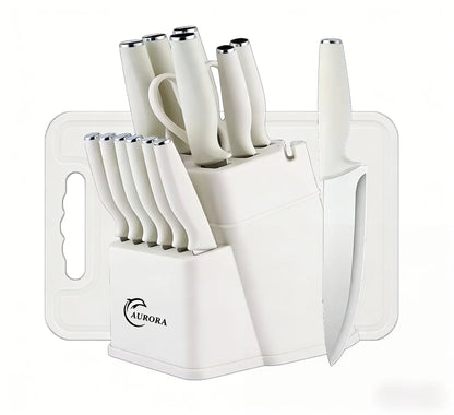 Knife Set, 15 Piece Knife Block Set with Built-in Sharpener, Dishwasher Safe, Rust Resistant, Ergonomic Handle, Stainless Steel