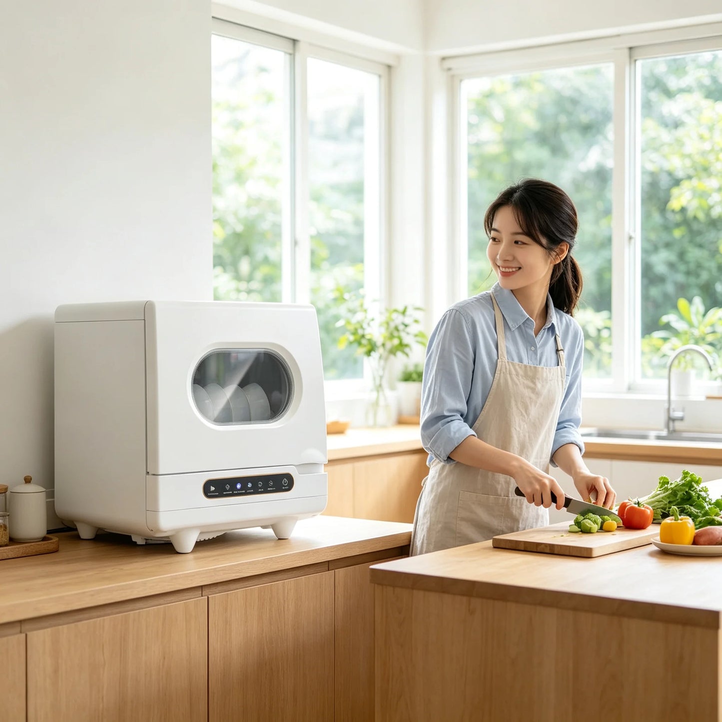 Portable Countertop Dishwasher Compact Dishwasher Mini Countertop Dishwasher 15.74*15.74*17.71in High-Temperature Water Twelve High-Performance Spray Jets Low Noise For Home Apartment Camper Rv