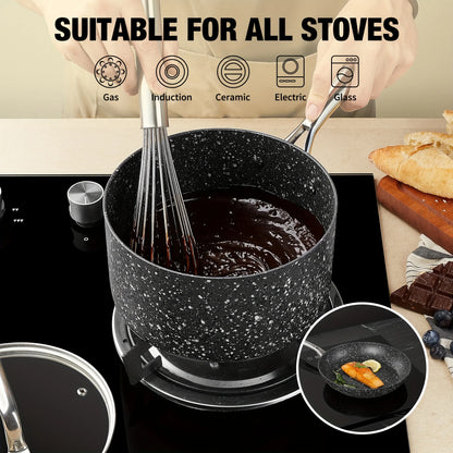 1PCS Saucepan with Lid, Ultra Nonstick Sauce Pan with Lid, 1qt Small Pot, Granite Nonstick Saucepan 1 quart
