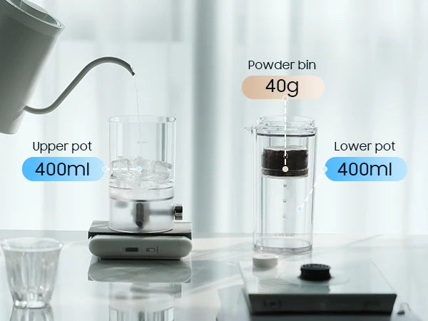 MHW-3BOMBER Iced Coffee Maker 400ml Cold Brewer Portable Cold Brewing Coffee Kettle Glass Coffee Pitcher Summer Camping Tools