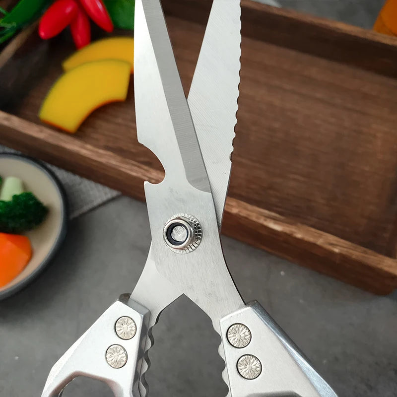 Kitchen Scissors Multi-functional Stainless Steel Aluminum Handle Household Scissors for Cutting Chicken and Fish Special Shears