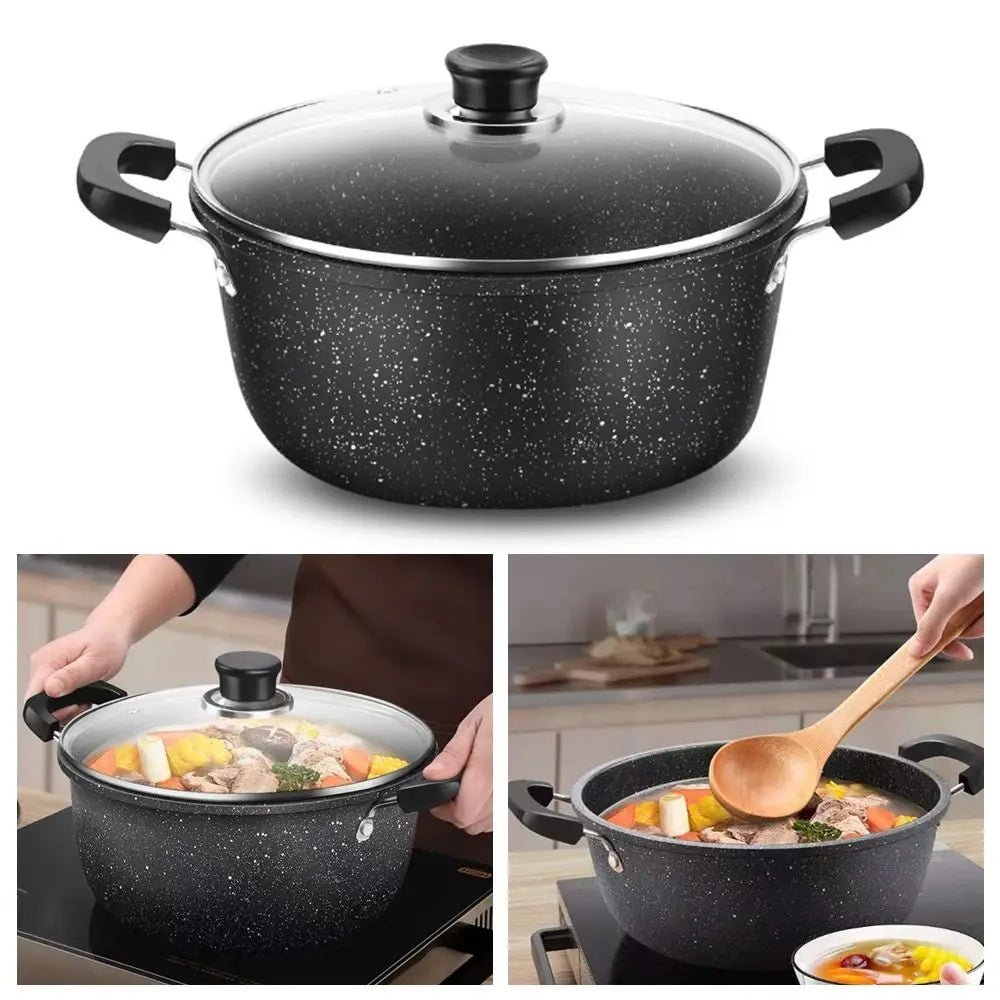 Maifan Stone Soup Pot Universal Two Ears Non-stick Kitchen Cooking with Lid Household Saucepan Stock Gas Induction Cooker