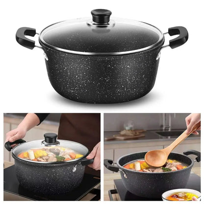 Maifan Stone Soup Pot Universal Two Ears Non-stick Kitchen Cooking with Lid Household Saucepan Stock Gas Induction Cooker