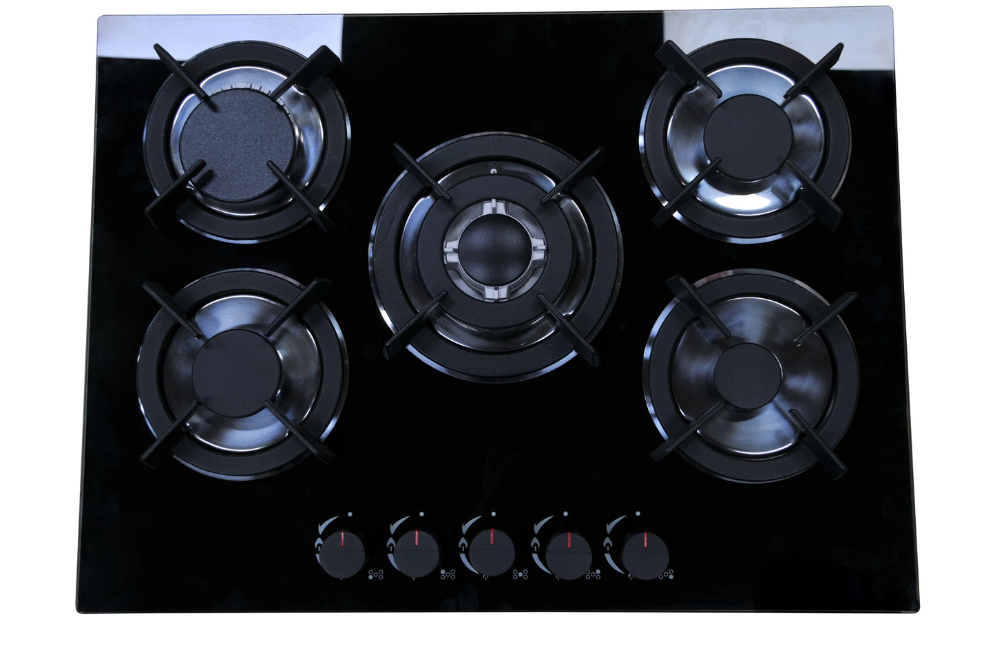 Gas Stove Cooker 5-Burner Class B Electric Stove Tempered Glass Battery Built-In Cooktop for Kitchen Table Top Hotels Households