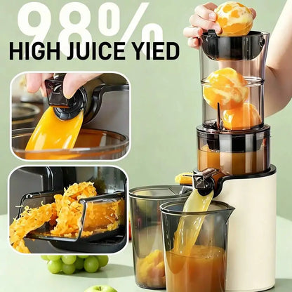 Cold Press Juicer, Slow Masticating Juicer Machine With Large Chute For Whole Fruits & Vegetables, Space-Saving Juice Extractor