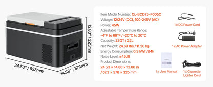 SucceBuy 20L 22L 35L 45L 55L Car Refrigerator Mini Fridge Freezer Portable Compressor Cooler DC 110-240V Ice Box for Camping