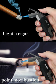 New Metal Cigar Lighter Windproof Flame Turbo Lighter Welding Torch Butane Gas Cigar Lighters Gift Spray Gun Kitchen Outdoor BBQ