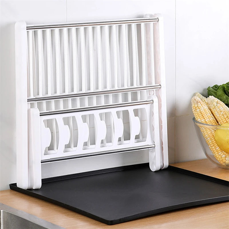 Dish Drying Rack Plates Pan Fold Shelf Plastic Kitchen Organizer Holder Dish Rack Sink Draining Bowl Storage Stand