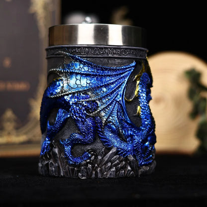 Medieval Dragon Sword Coffee Mug Stainless Steel Resin Insert Beer Mugs Steins Tankard Dragon Themed Party Decor Friends Gift