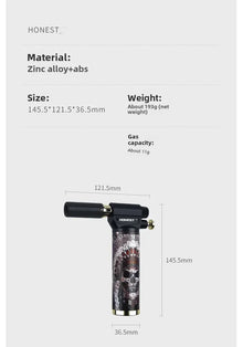 HONEST Cigar Welding Gun Lighter Metal Windproof Multi Functional Outdoor Barbecue Kitchen Turbine Torch Butane Gas Lighter